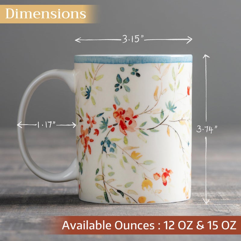 Maison d' Hermine Coffee Mug with Handles Fine Bone China Mugs Pack of One Tea Cups for Hot Beverages Cappuccino Latte Home Restaurant Office Perfect for Gift (Colmar - Blue, 12 Ounce) - Image 4